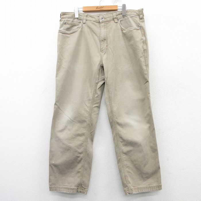 W38★古着 パンツ メンズ ダック地 ベージュ カーキ 25mar08 中古 ボトムス ロング