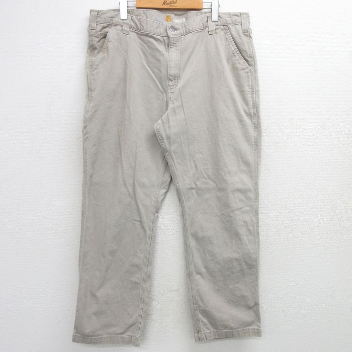W39★古着 カーハート Carhartt パンツ メンズ 大きいサイズ ダック地 ベージュ カーキ 25mar08 中古 ボトムス ロング