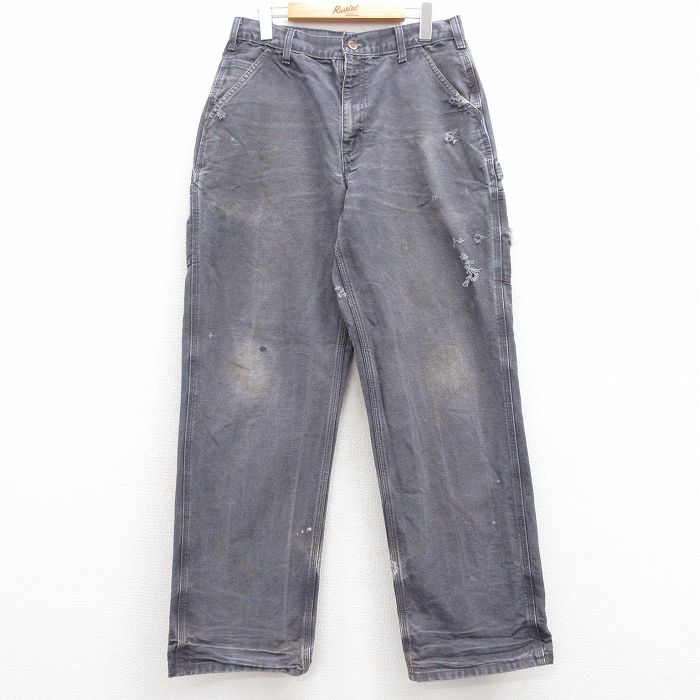 W32★古着 カーハート Carhartt ペインター パンツ メンズ ダック地 コットン 濃グレー 【spe】 25mar08 中古 ボトムス ロング