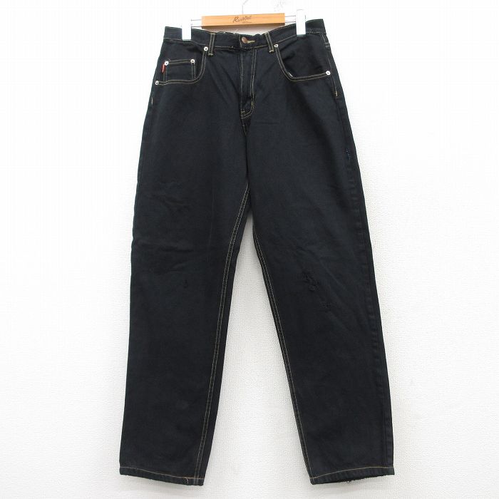 【50%OFF】W31★古着 ビューグルボーイ ジーンズ メンズ 90年代 90s コットン 黒 ブラック 25mar10 中古 ボトムス ジーパン Gパン ロング パンツ