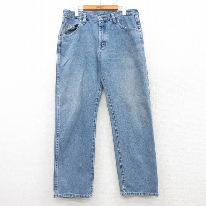 W35★古着 ラングラー Wrangler ジーンズ メンズ コットン 紺 ネイビー デニム 25mar10 中古 ボトムス ジーパン Gパン ロング パンツ