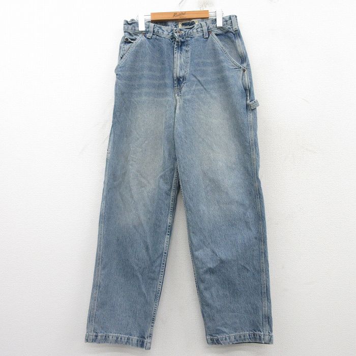 W30★古着 アバクロンビー Abercrombie&fitch ペインター パンツ メンズ 90年代 90s ヒゲ コットン USA製 紺 ネイビー デニム 【spe】 25mar10 中古 ボトムス ロング