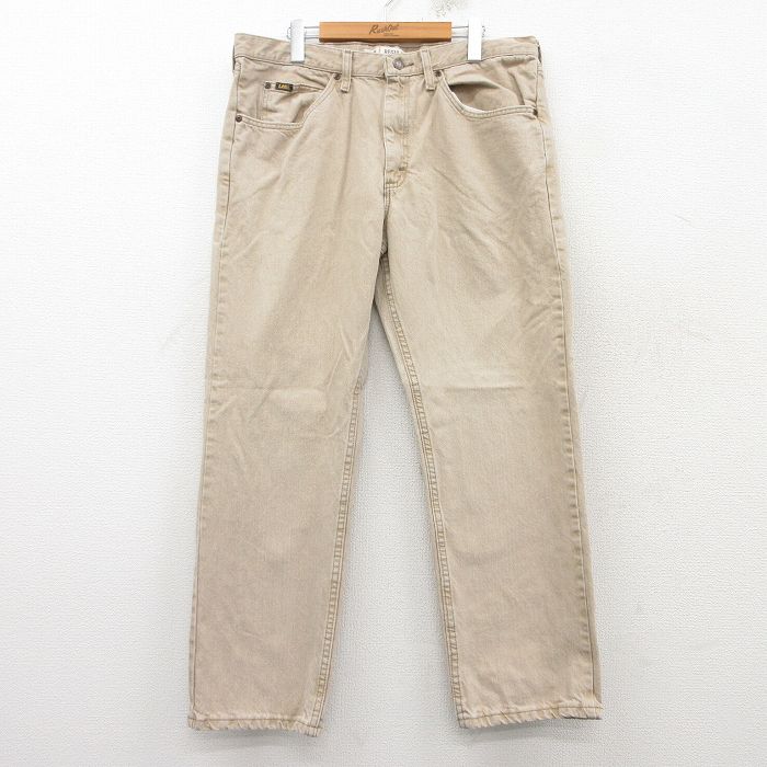 W36★古着 リー Lee ジーンズ メンズ コットン ベージュ カーキ デニム 25mar10 中古 ボトムス ジーパン Gパン ロング パンツ