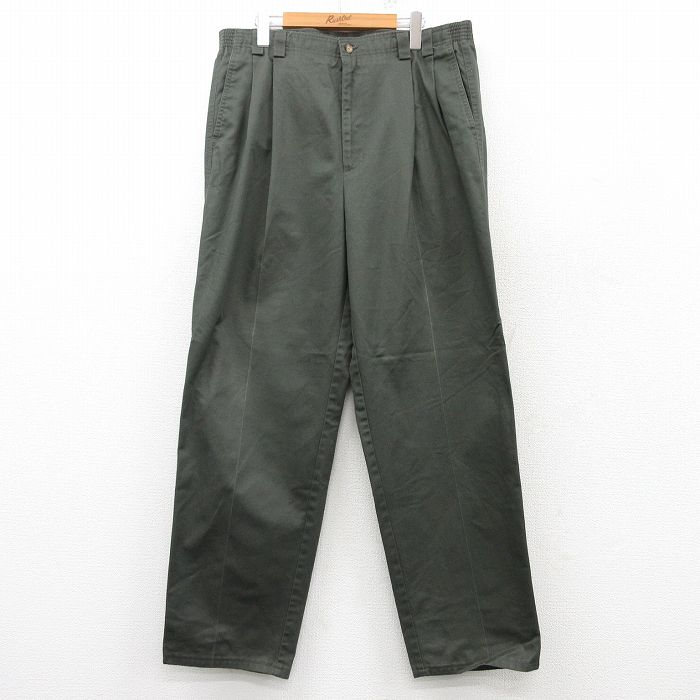 W36★古着 HAGGAR パンツ メンズ 90年代 90s コットン USA製 緑 グリーン 25mar10 中古 ボトムス ロング