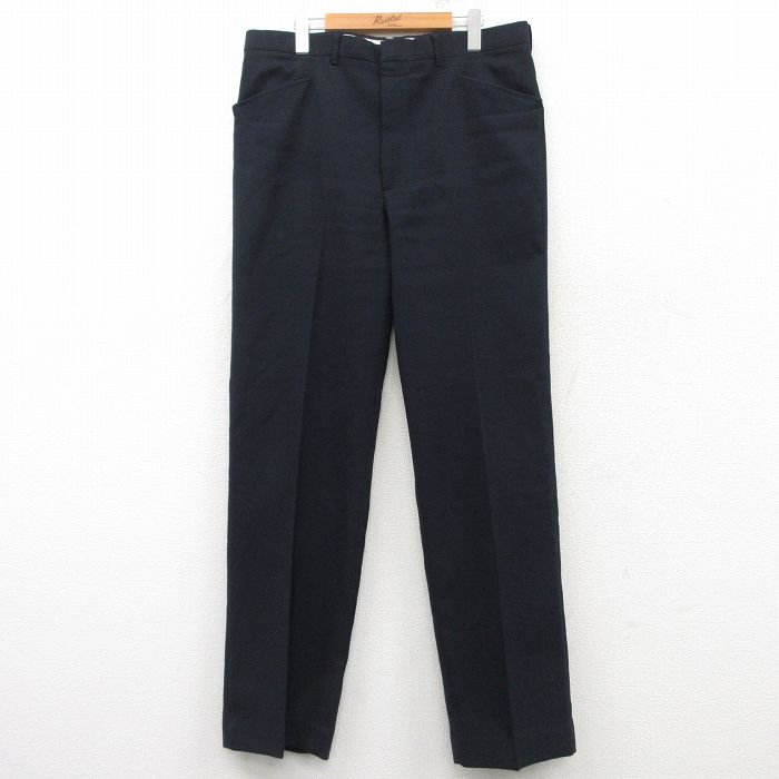 W37★古着 HAGGAR スラックス パンツ メンズ 80年代 80s 黒 ブラック 25mar10 中古 ボトムス ロング