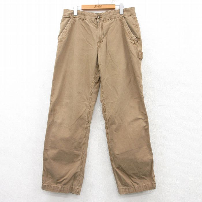W35★古着 ペインター パンツ メンズ ダック地 コットン ベージュ カーキ 25mar10 中古 ボトムス ロング