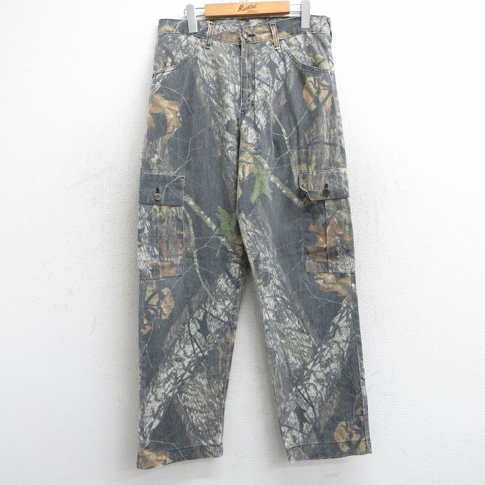 W33★古着 キー KEY カーゴ パンツ メンズ モッシーオーク コットン ベージュ系他 カーキ 迷彩 25mar10 中古 ボトムス ロング