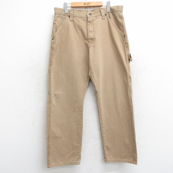 W36★古着 ラングラー Wrangler ペインター パンツ メンズ ダック地 コットン 茶系 ブラウン 25mar10 中古 ボトムス ロング