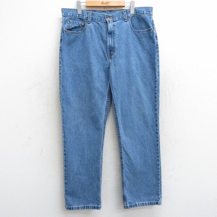 W37★古着 ジーンズ メンズ コットン 紺 ネイビー デニム 25mar10 中古 ボトムス ジーパン Gパン ロング パンツ