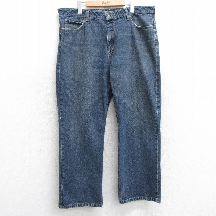 W39★古着 バンヒューセン ジーンズ メンズ ヒゲ コットン 紺 ネイビー デニム 25mar10 中古 ボトムス ジーパン Gパン ロング パンツ