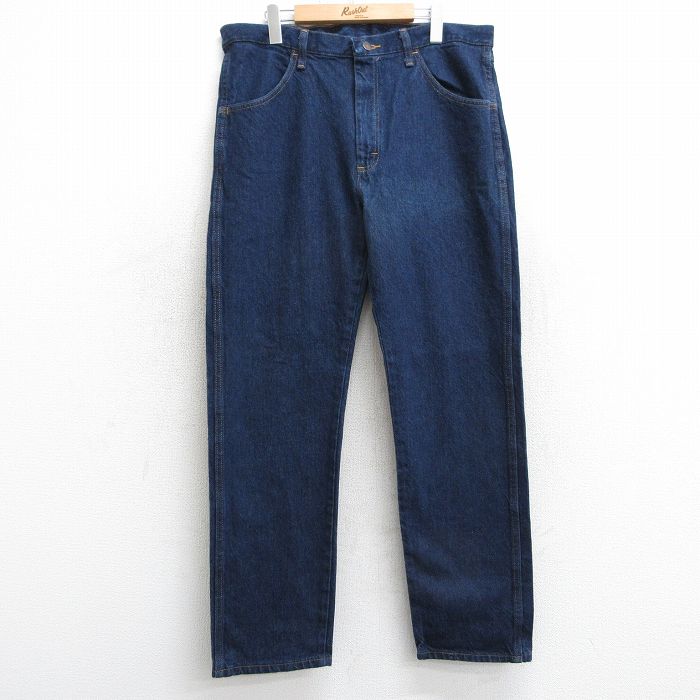W36★古着 ラスラー ジーンズ メンズ コットン 濃紺 ネイビー デニム 25mar10 中古 ボトムス ジーパン Gパン ロング パンツ