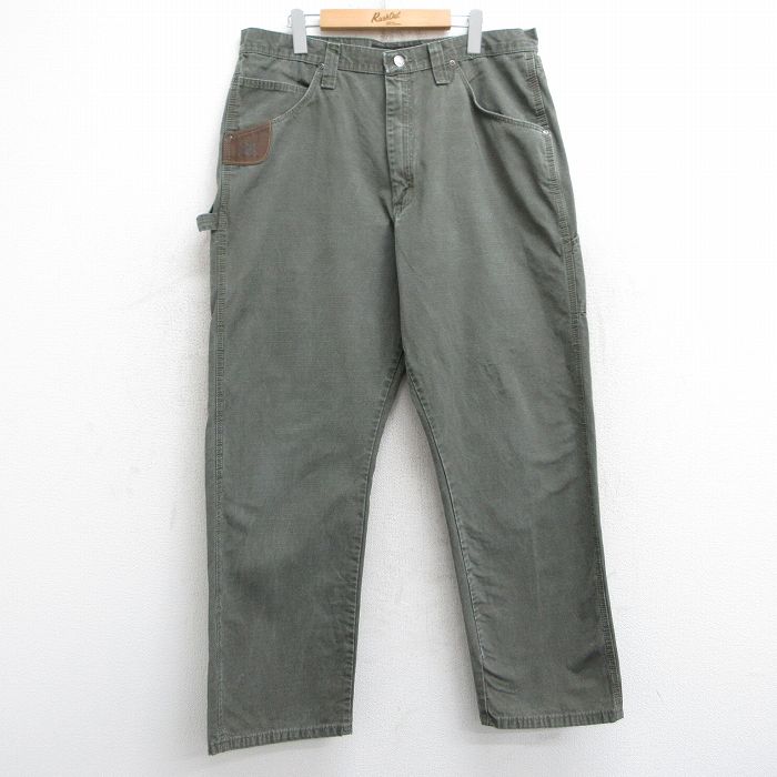 W36★古着 ラングラー Wrangler ペインター パンツ メンズ リップストップ ダック地 コットン 茶系 ブラウン 【spe】 25mar10 中古 ボトムス ロング