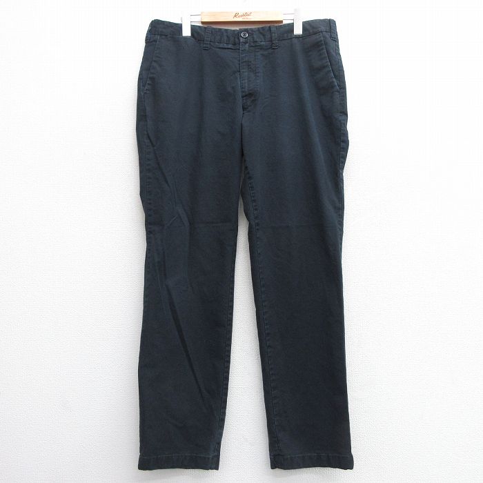 W38★古着 ノーティカ NAUTICA ブランド パンツ メンズ ワンポイントロゴ 濃紺 ネイビー 25mar10 中古 ボトムス ロング