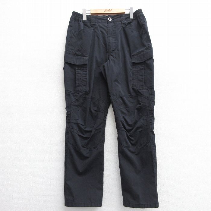 W34★古着 カーゴ パンツ メンズ リップストップ 濃紺 ネイビー 25mar10 中古 ボトムス ロング