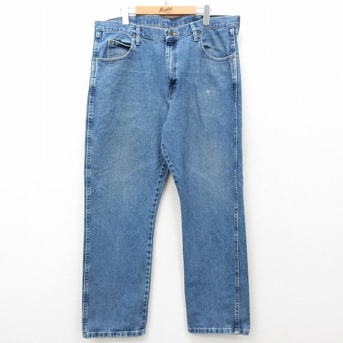 W38★古着 ラングラー Wrangler ジーンズ メンズ コットン 紺 ネイビー デニム 25mar11 中古 ボトムス ジーパン Gパン ロング パンツ