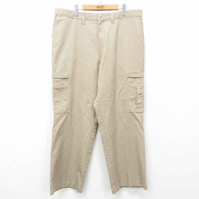 W38★古着 ディッキーズ Dickies ワーク カーゴ パンツ メンズ ベージュ カーキ 25mar11 中古 ボトムス ロング