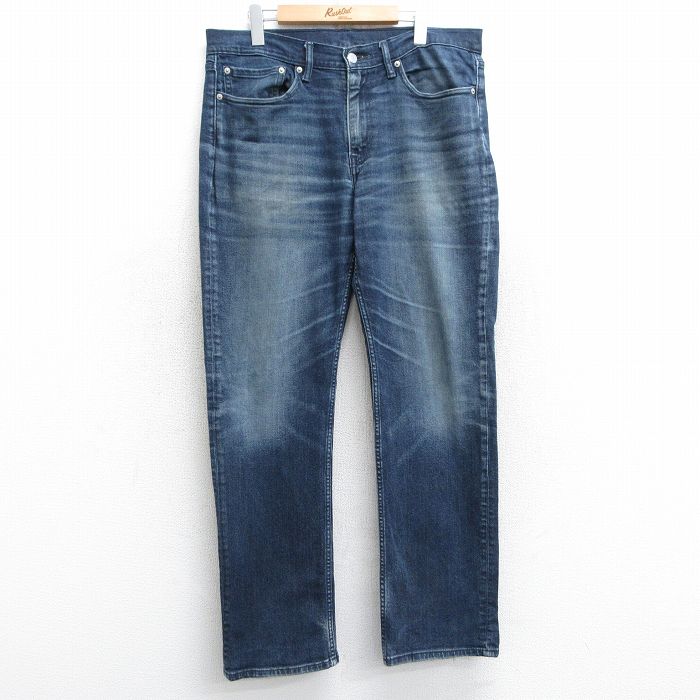 W37★古着 リーバイス Levis 514 ジーンズ メンズ ヒゲ 濃紺 ネイビー デニム 【spe】 25mar11 中古 ボトムス ジーパン Gパン ロング パンツ