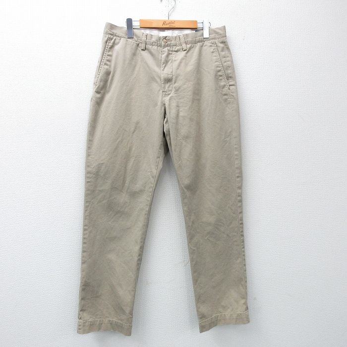 W32★古着 ラルフローレン Ralph Lauren ブランド チノ パンツ チノパン メンズ ワンポイントロゴ コットン 薄ベージュ カーキ 25mar11 中古 ボトムス ロング