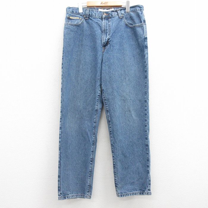 【50%OFF】W36★古着 ジーンズ メンズ コットン 紺 ネイビー デニム 25mar11 中古 ボトムス ジーパン Gパン ロング パンツ