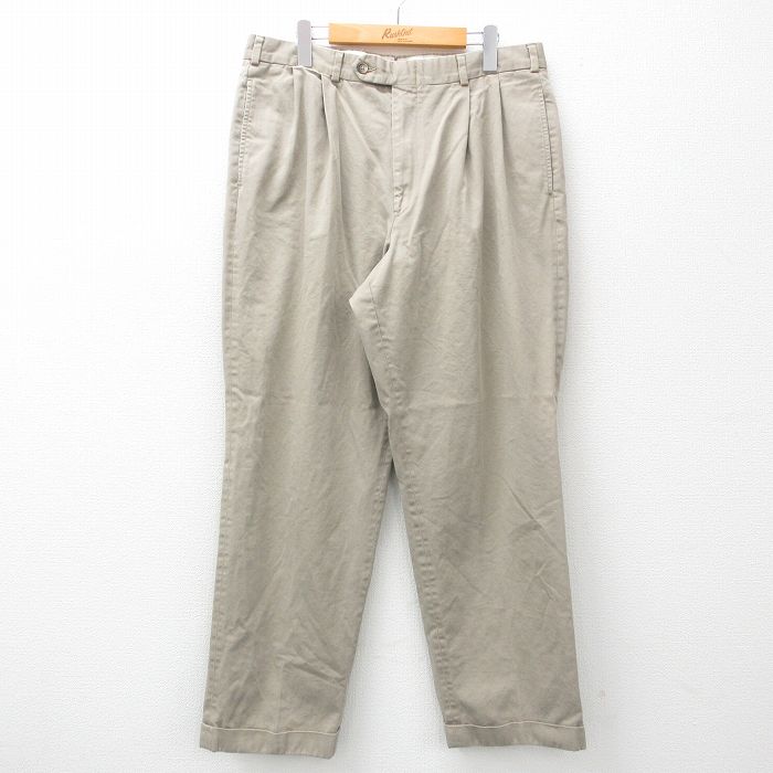 W35★古着 ブルックスブラザーズ BROOKS BROTHERS パンツ メンズ 90年代 90s コットン USA製 ベージュ カーキ 【spe】 25mar12 中古 ボトムス ロング