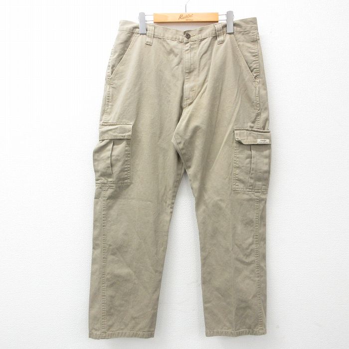 W35★古着 ラングラー Wrangler カーゴ パンツ メンズ ベージュ カーキ 25mar12 中古 ボトムス ロング