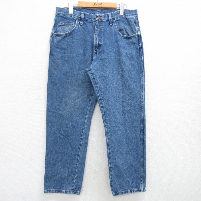 W34★古着 ラスラー ジーンズ メンズ コットン 紺 ネイビー デニム 25mar12 中古 ボトムス ジーパン Gパン ロング パンツ