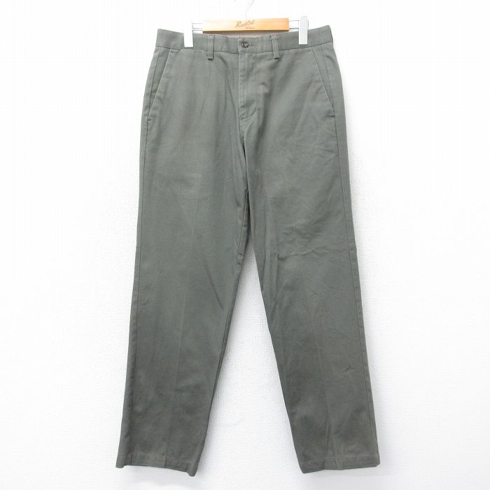 W32★古着 ドッカーズ パンツ メンズ コットン 濃緑 グリーン 25mar12 中古 ボトムス ロング