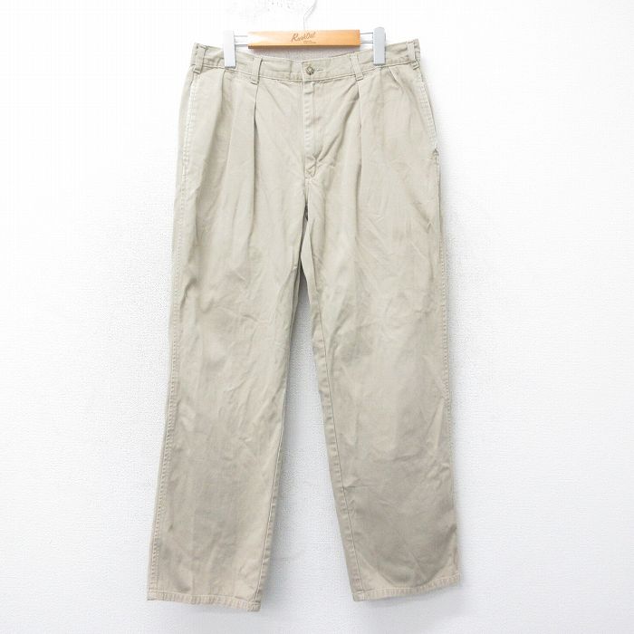 W33★古着 ラルフローレン Ralph Lauren ブランド チノ パンツ チノパン メンズ 90年代 90s コットン ベージュ カーキ 25mar12 中古 ボトムス ロング