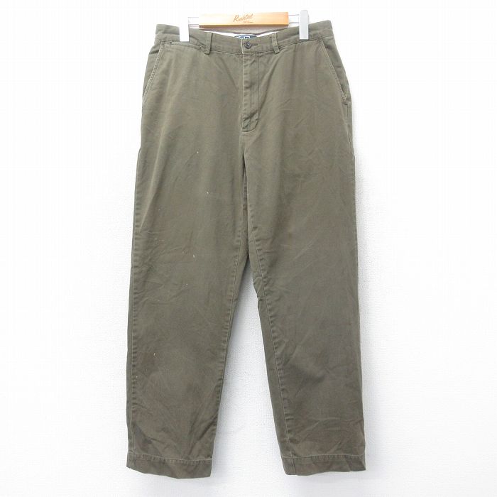 W32★古着 ラルフローレン Ralph Lauren ブランド チノ パンツ チノパン メンズ 90年代 90s コットン 濃緑 グリーン 25mar12 中古 ボトムス ロング