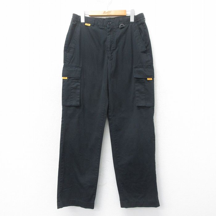 W32★古着 ワーク カーゴ パンツ メンズ DHL 黒 ブラック 【spe】 25mar12 中古 ボトムス ロング