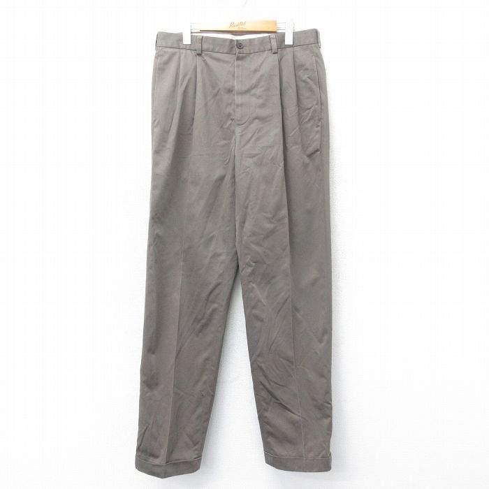 W34★古着 ブルックスブラザーズ BROOKS BROTHERS パンツ メンズ 00年代 00s コットン 茶 ブラウン 25mar12 中古 ボトムス ロング