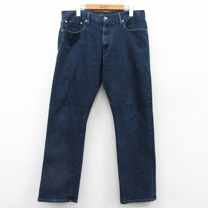 W34★古着 ラルフローレン Ralph Lauren ブランド ジーンズ メンズ 濃紺 ネイビー デニム 25mar12 中古 ボトムス ジーパン Gパン ロング パンツ