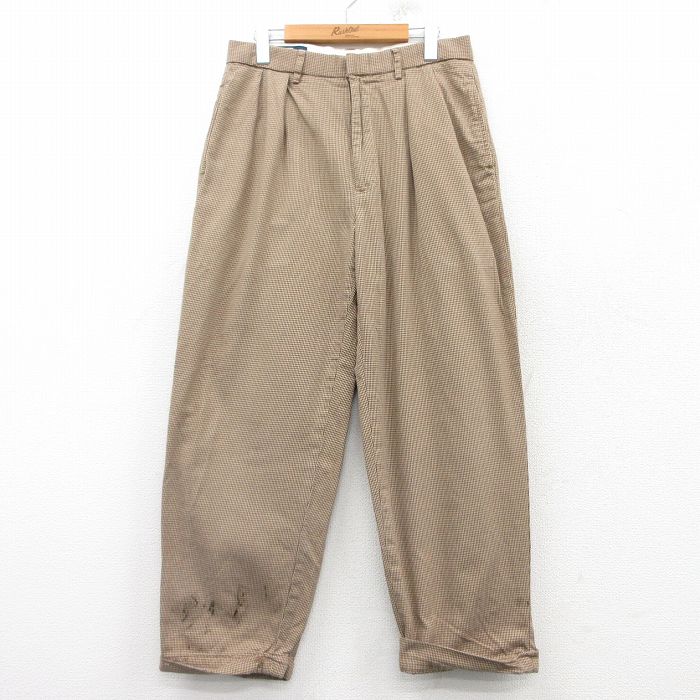W32★古着 ラルフローレン Ralph Lauren ブランド スラックス パンツ メンズ 90年代 90s 千鳥格子 コットン 茶他 ブラウン 25mar12 中古 ボトムス ロング