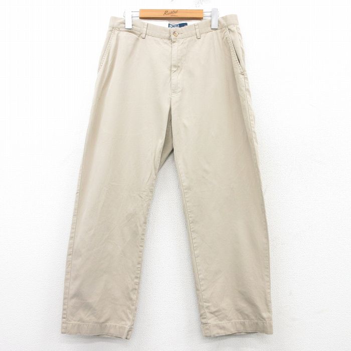 W33★古着 ラルフローレン Ralph Lauren ブランド チノ パンツ チノパン メンズ 90年代 90s コットン ベージュ カーキ 25mar12 中古 ボトムス ロング