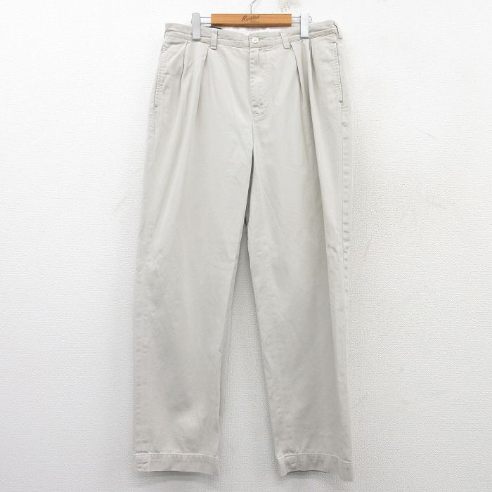 W34★古着 ラルフローレン Ralph Lauren ブランド チノ パンツ チノパン メンズ 90年代 90s ANDREW コットン 薄グレー 25mar12 中古 ボトムス ロング