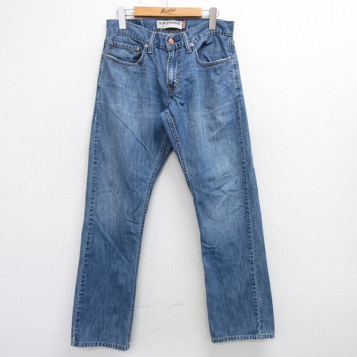 W31★古着 リーバイス Levis 514 ジーンズ メンズ ヒゲ 紺 ネイビー デニム 25mar13 中古 ボトムス ジーパン Gパン ロング パンツ