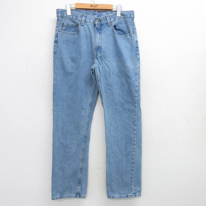 【50%OFF】W32★古着 ジーンズ メンズ コットン 紺 ネイビー デニム 25mar13 中古 ボトムス ジーパン Gパン ロング パンツ