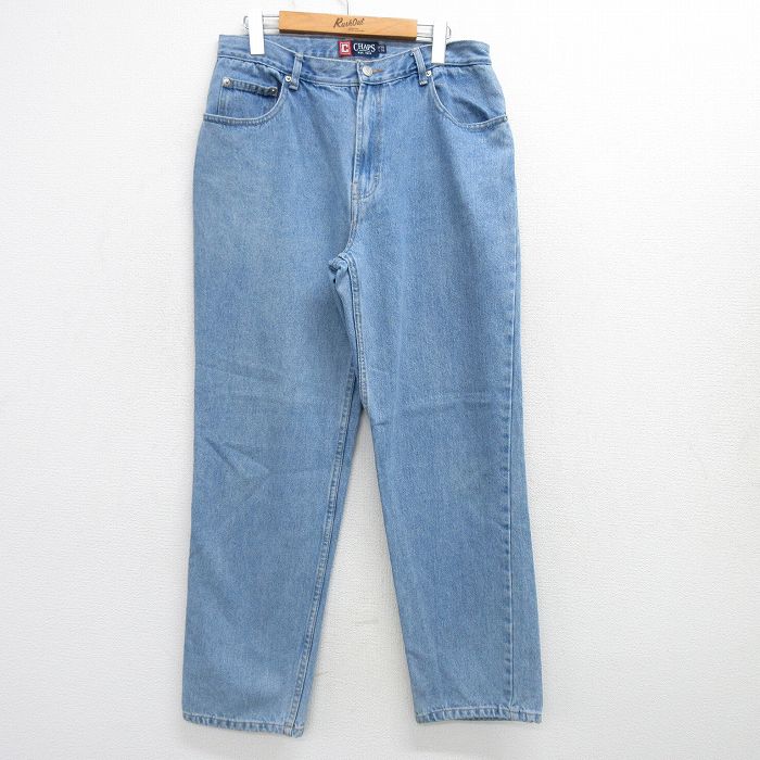 W32★古着 チャップス ジーンズ メンズ 紺 ネイビー デニム 25mar13 中古 ボトムス ジーパン Gパン ロング パンツ