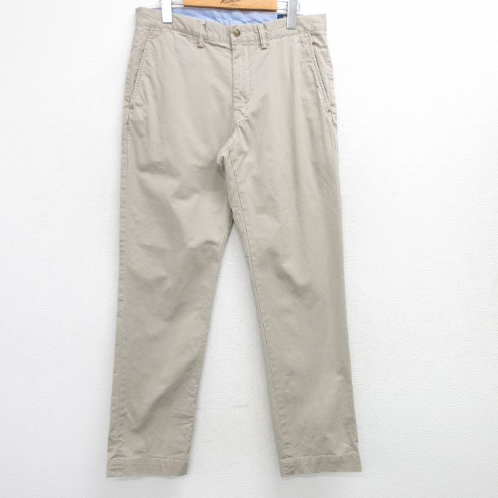 W32★古着 ラルフローレン Ralph Lauren ブランド パンツ メンズ ワンポイントロゴ ベージュ カーキ 25mar13 中古 ボトムス ロング
