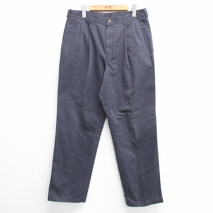 W32★古着 トミーヒルフィガー TOMMY HILFIGER ブランド パンツ メンズ ワンポイントロゴ 濃グレー 25mar13 中古 ボトムス ロング