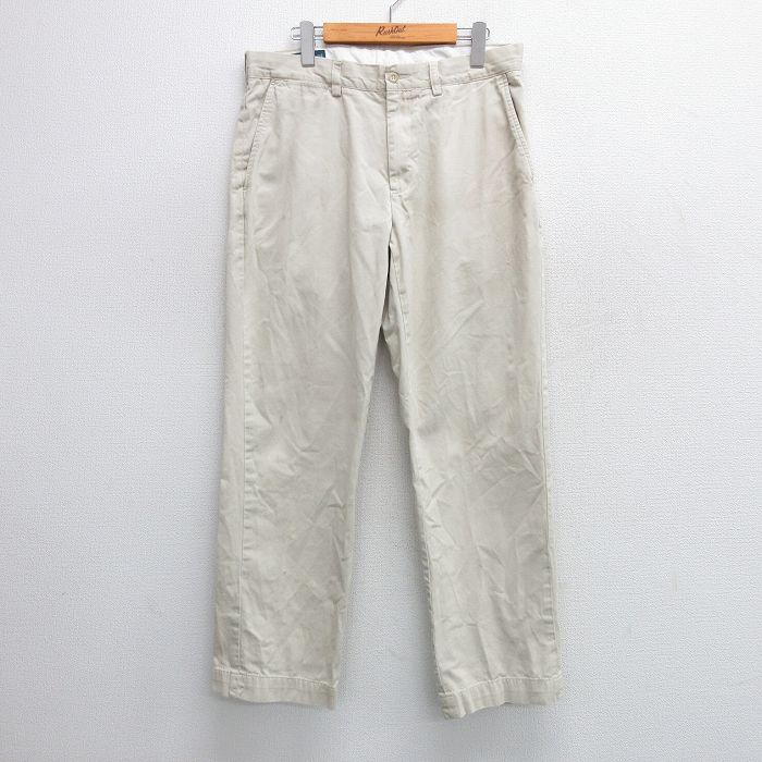 W31★古着 ラルフローレン Ralph Lauren ブランド チノ パンツ チノパン メンズ 90年代 90s ワンポイントロゴ コットン 薄ベージュ カーキ 25mar13 中古 ボトムス ロング