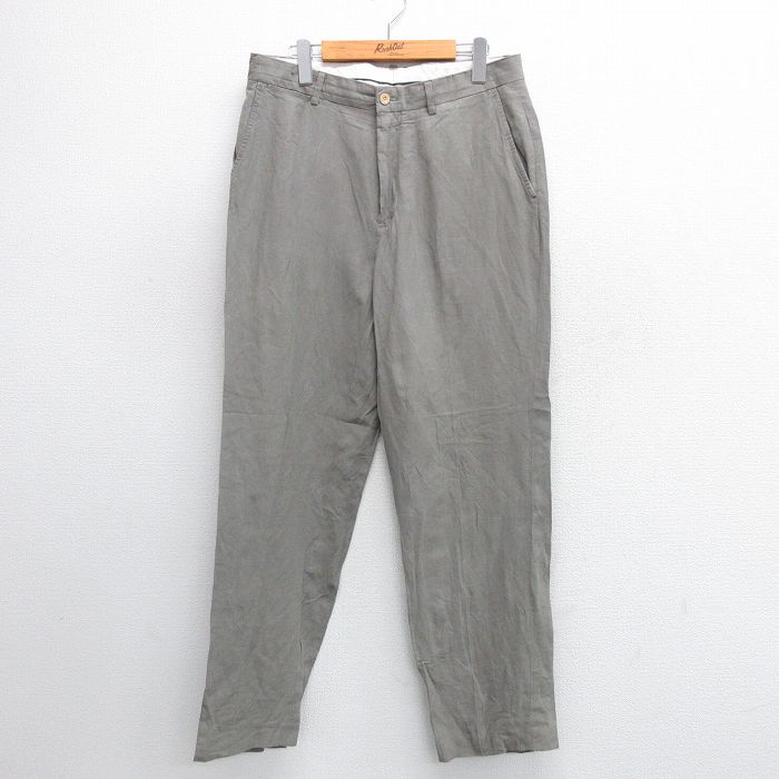 W32★古着 ラルフローレン Ralph Lauren ブランド パンツ メンズ 90年代 90s リネン シルク グレー系 25mar13 中古 ボトムス ロング