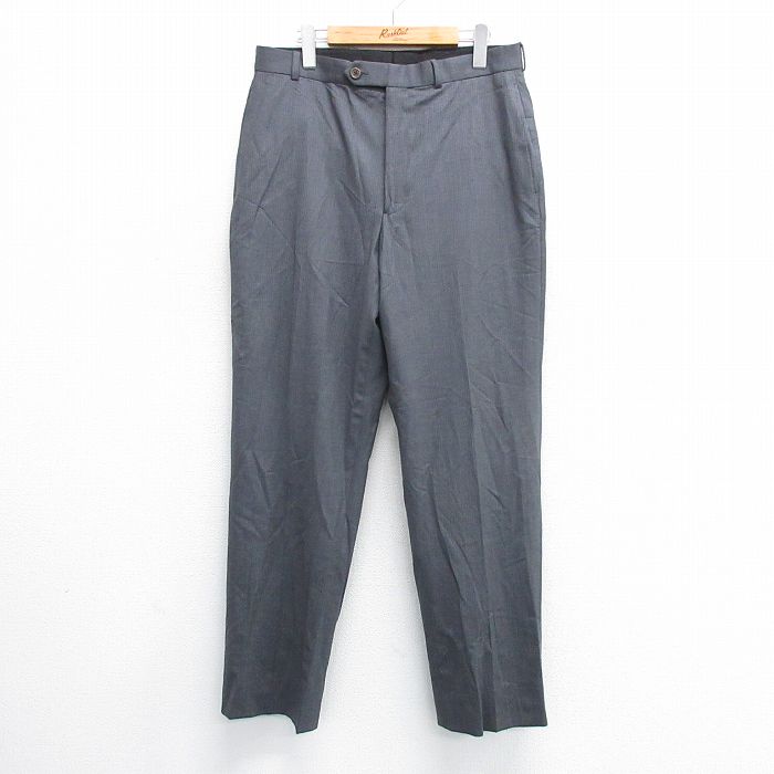 W32★古着 ブルックスブラザーズ BROOKS BROTHERS ブランド パンツ メンズ ウール 濃グレー他 ストライプ 25mar13 中古 ボトムス ロング