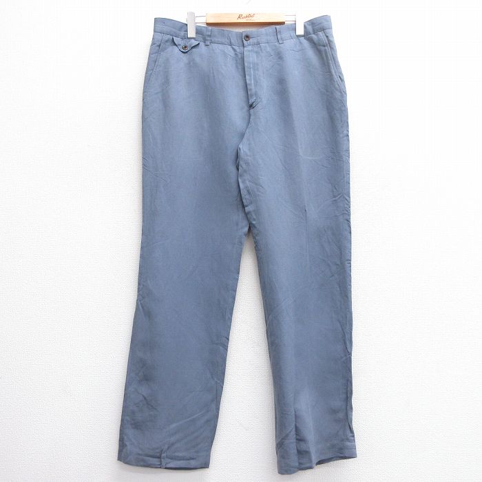 W35★古着 ラルフローレン Ralph Lauren ブランド パンツ メンズ 90年代 90s リネン 薄紺 ネイビー 25mar13 中古 ボトムス ロング