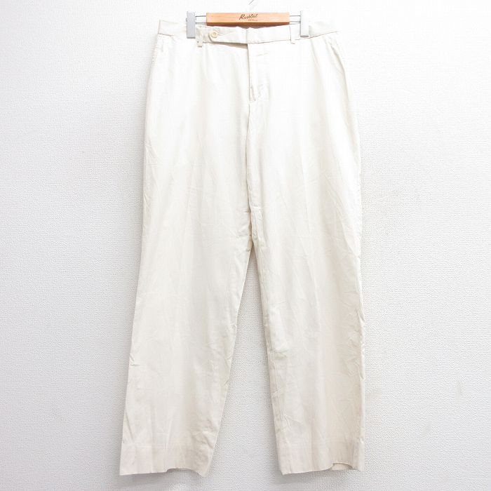 W34★古着 ラルフローレン Ralph Lauren ブランド パンツ メンズ 90年代 90s シルク 生成り 25mar13 中古 ボトムス ロング