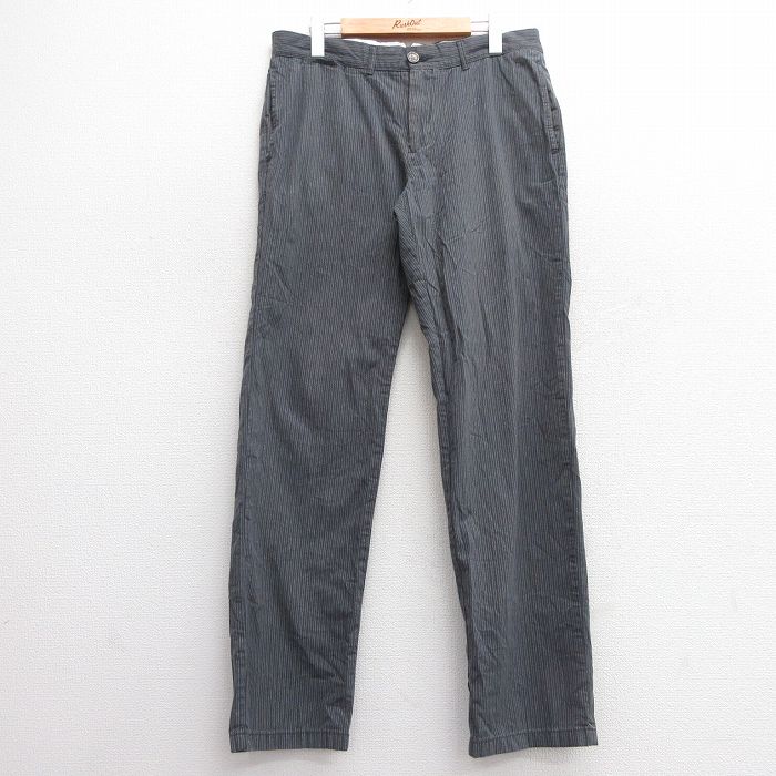 【50%OFF】W32★古着 トミーヒルフィガー TOMMY HILFIGER ブランド パンツ メンズ ワンポイントロゴ コットン 濃グレー 25mar13 中古 ボトムス ロング