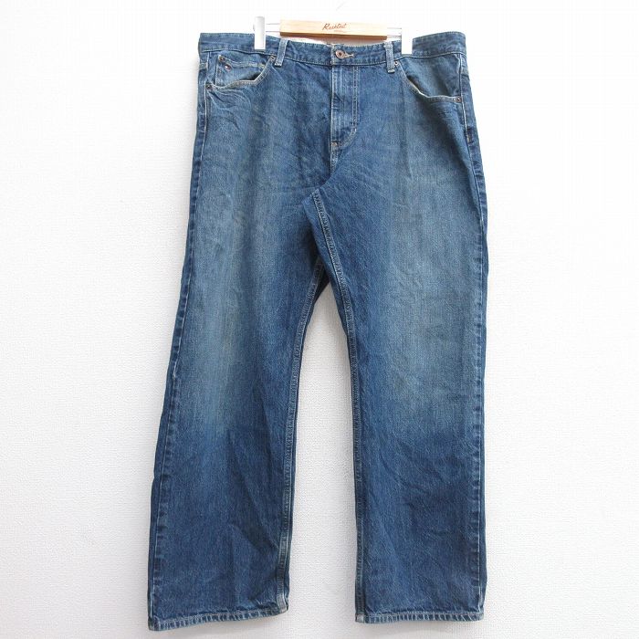 W38★古着 トミーヒルフィガー TOMMY HILFIGER ブランド ジーンズ メンズ ヒゲ コットン 紺 ネイビー デニム 25mar13 中古 ボトムス ジーパン Gパン ロング パンツ