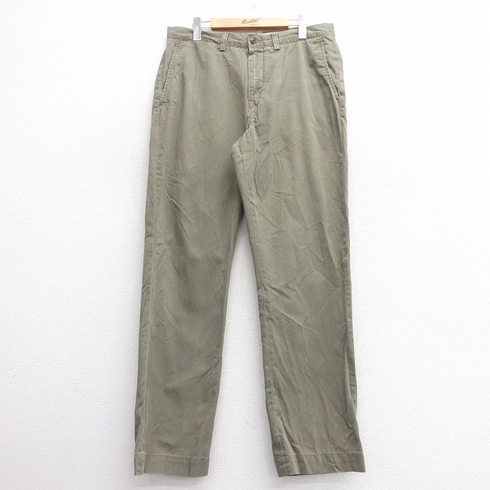 W34★古着 ラルフローレン Ralph Lauren ブランド パンツ メンズ ワンポイントロゴ コットン 緑系 グリーン 25mar13 中古 ボトムス ロング