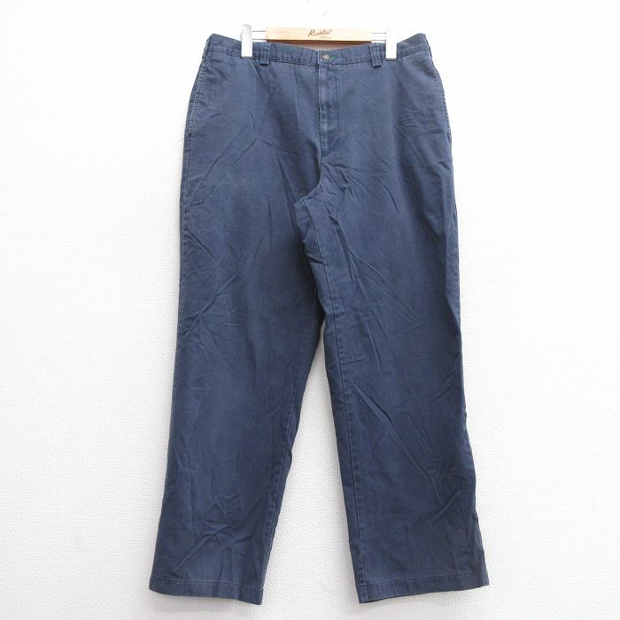 W35★古着 トミーヒルフィガー TOMMY HILFIGER ブランド パンツ メンズ ワンポイントロゴ 紺 ネイビー 25mar13 中古 ボトムス ロング