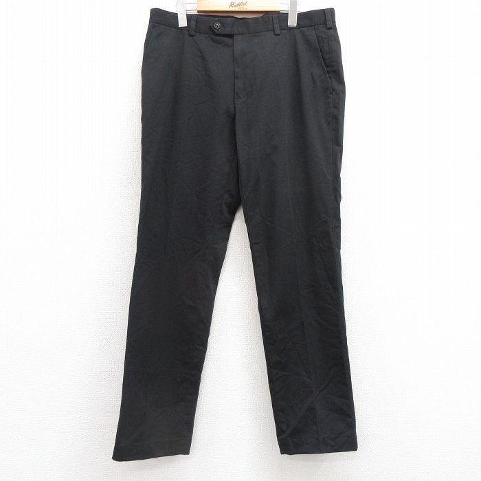 W35★古着 ブルックスブラザーズ BROOKS BROTHERS ブランド スラックス パンツ メンズ コットン 黒 ブラック 25mar14 中古 ボトムス ロング